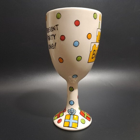 Hand-Painted "Liquid Birthday" Wine Goblet By Our Name Is Mud - Picture 7 of 14